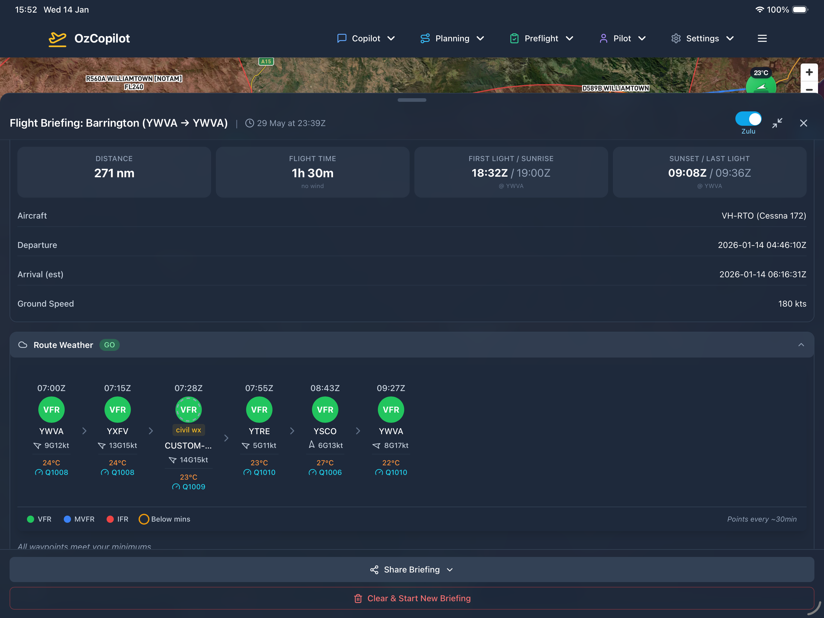 Flight briefing view